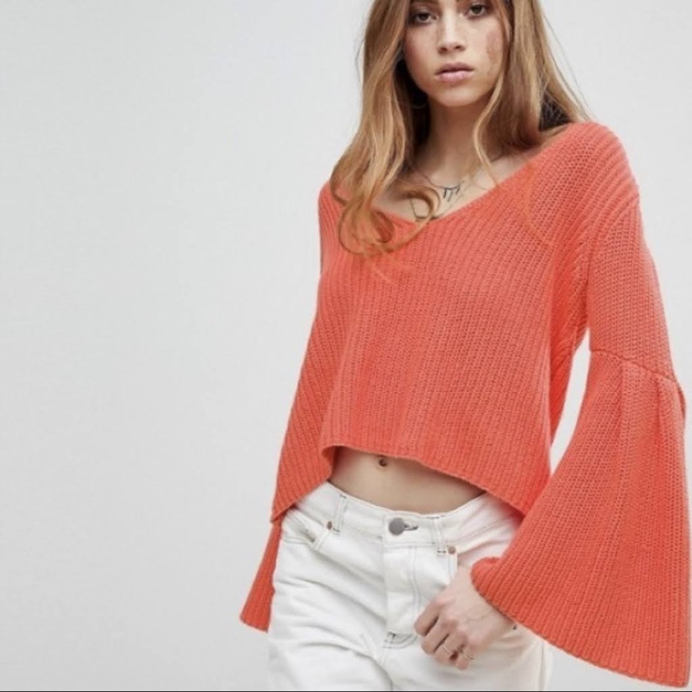 Free People Bell Sleeve Chunky Sweater | Orange